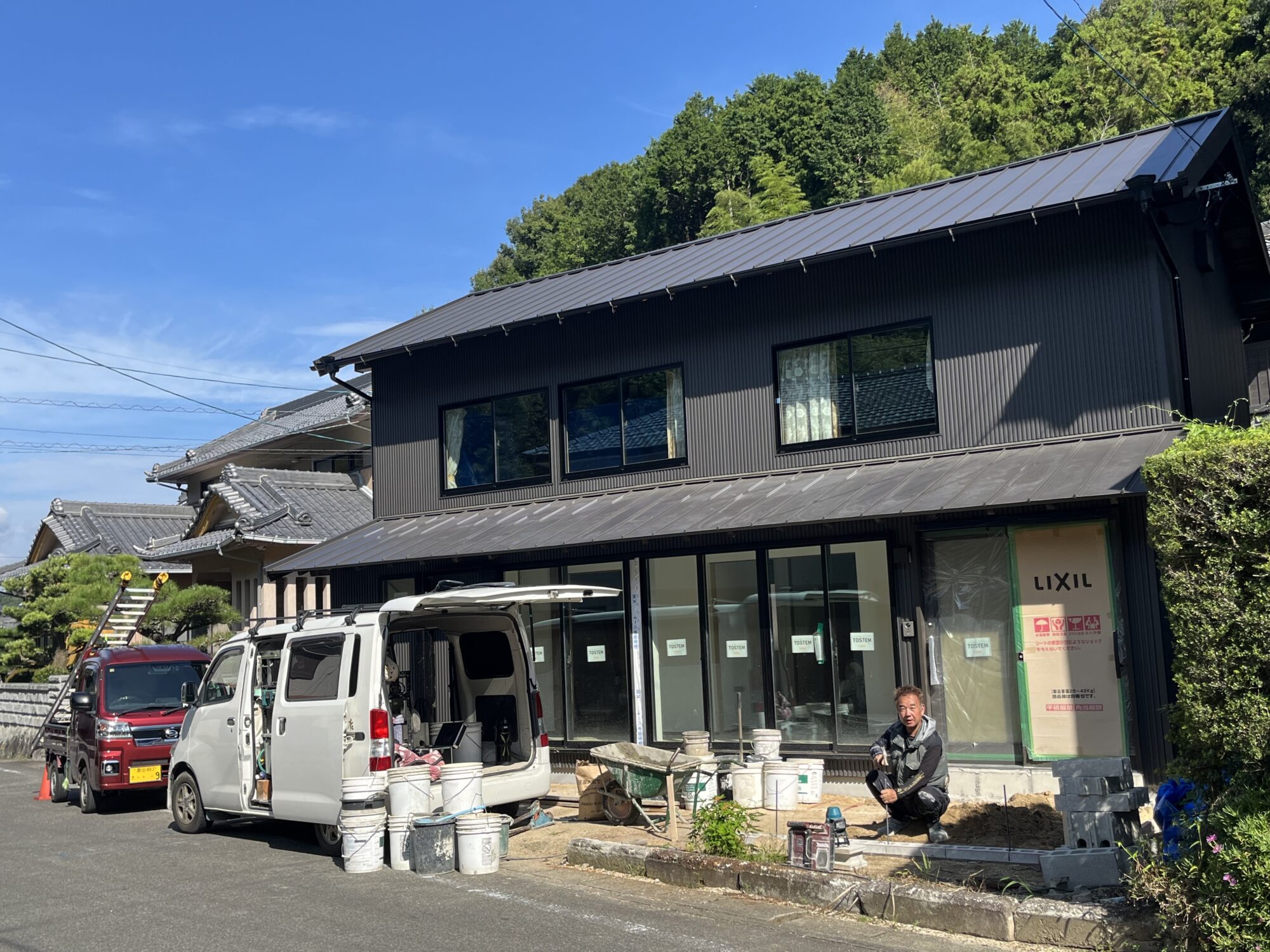 工事中‥足場が解体されました